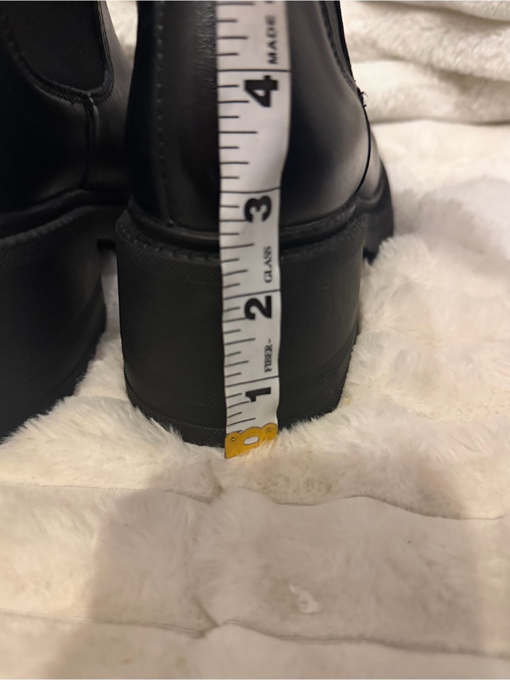 Steve Madden Black Leather Lug Chelsea Boots with Gold Buckle - Picture 5 of 7